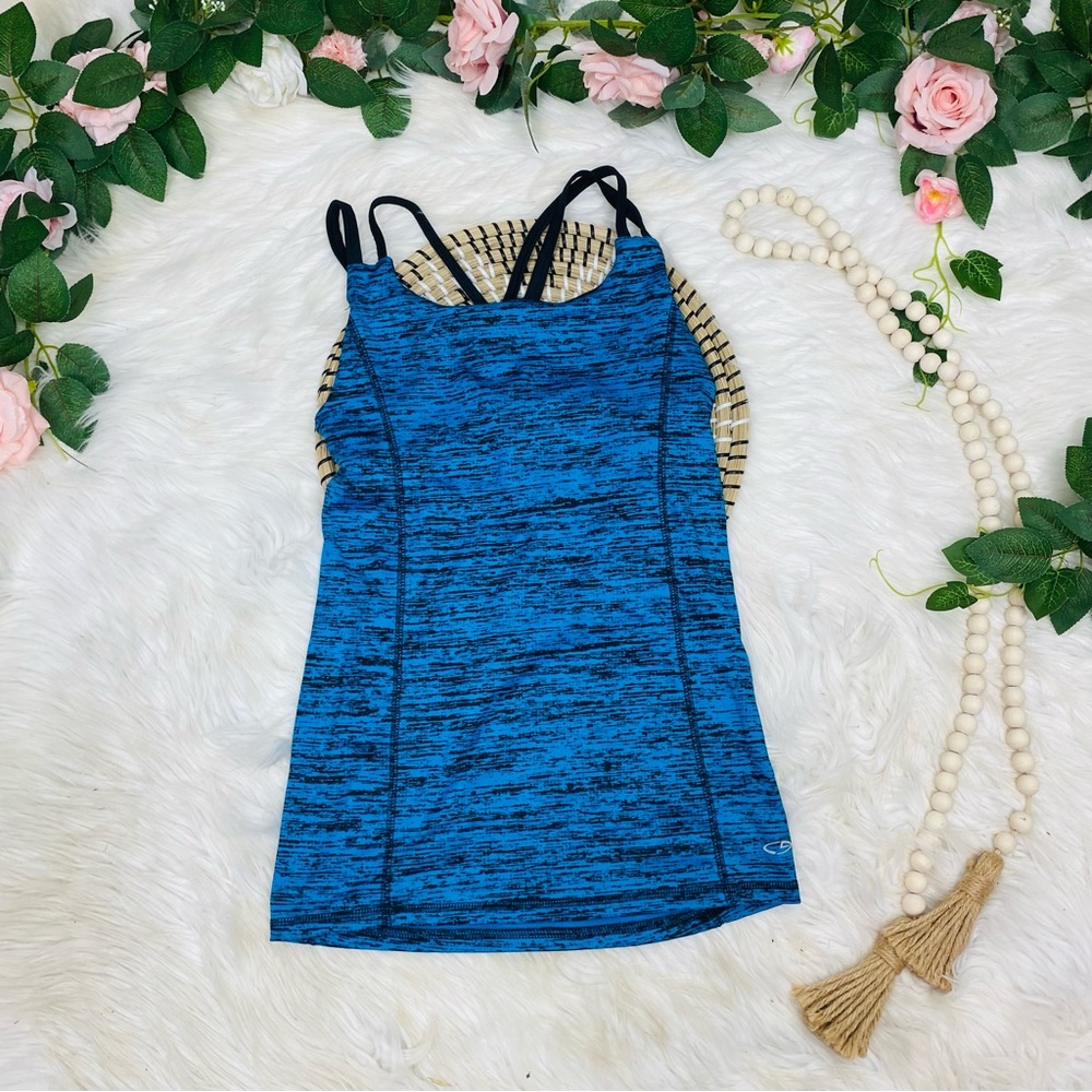 Champion duo dry tank top size XS blue shelf bra athletic active wear